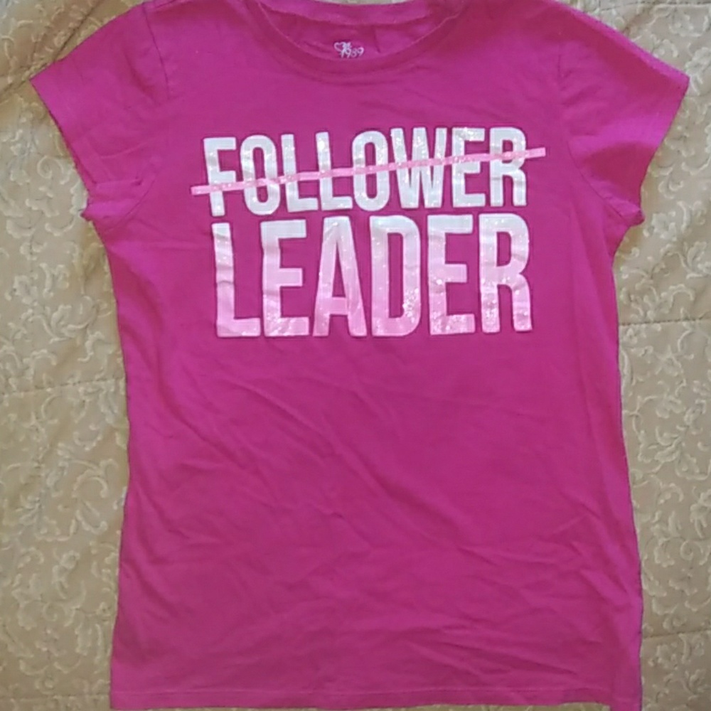 Follower/leader shirt glittery letters